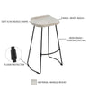 Tiva 30 Inch Handcrafted Backless Barstool Whitewashed Mango Wood Saddle Seat Black Metal Base By The Urban Port UPT-294097
