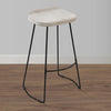 Tiva 30 Inch Handcrafted Backless Barstool Whitewashed Mango Wood Saddle Seat Black Metal Base By The Urban Port UPT-294097