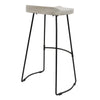 Tiva 30 Inch Handcrafted Backless Barstool Whitewashed Mango Wood Saddle Seat Black Metal Base By The Urban Port UPT-294097