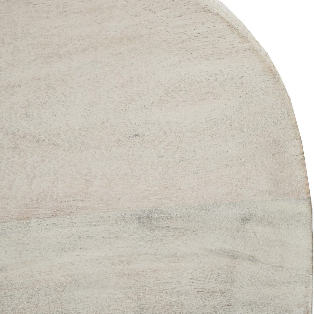 Tiva 30 Inch Handcrafted Backless Barstool Whitewashed Mango Wood Saddle Seat Black Metal Base By The Urban Port UPT-294097