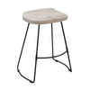 Tiva 24 Inch Handcrafted Backless Counter Height Stool, Whitewashed Mango Wood Saddle Seat, Black Metal BaseBy The Urban Port