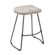 Tiva 24 Inch Handcrafted Backless Counter Height Stool, Whitewashed Mango Wood Saddle Seat, Black Metal BaseBy The Urban Port