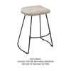 Tiva 24 Inch Handcrafted Backless Counter Height Stool, Whitewashed Mango Wood Saddle Seat, Black Metal BaseBy The Urban Port