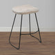 Tiva 24 Inch Handcrafted Backless Counter Height Stool, Whitewashed Mango Wood Saddle Seat, Black Metal BaseBy The Urban Port