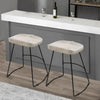 Tiva 24 Inch Handcrafted Backless Counter Height Stool, Whitewashed Mango Wood Saddle Seat, Black Metal BaseBy The Urban Port