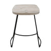 Tiva 24 Inch Handcrafted Backless Counter Height Stool, Whitewashed Mango Wood Saddle Seat, Black Metal BaseBy The Urban Port