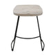 Tiva 24 Inch Handcrafted Backless Counter Height Stool, Whitewashed Mango Wood Saddle Seat, Black Metal BaseBy The Urban Port