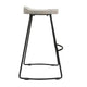 Tiva 24 Inch Handcrafted Backless Counter Height Stool, Whitewashed Mango Wood Saddle Seat, Black Metal BaseBy The Urban Port