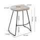 Tiva 24 Inch Handcrafted Backless Counter Height Stool, Whitewashed Mango Wood Saddle Seat, Black Metal BaseBy The Urban Port