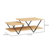 48 Inch 2 Tier Top Coffee Table with Bottom Shelf V Shape Black Metal Legs Light Maple Wood By The Urban Port UPT-294327