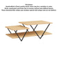 48 Inch 2 Tier Top Coffee Table with Bottom Shelf V Shape Black Metal Legs Light Maple Wood By The Urban Port UPT-294327