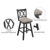 Jasmine 29 Inch Handcrafted Rustic 360 Degree Swivel Barstool Chair Crossed Black Wood Frame Gray Seat Cushion By The Urban Port UPT-295408