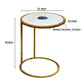 20 Inch Round Side End Table, White Marble Top with Blue Agate Stone Inlay, Gold Foil Finish Iron Frame The Urban Port
