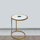 20 Inch Round Side End Table White Marble Top with Blue Agate Stone Inlay Gold Foil Finish Iron Frame The Urban Port UPT-295599
