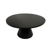 Fawn 32 Inch Coffee Table, Black Mango Wood Round Top, Modern Tapered Pedestal Base, Shiny Brass Support The Urban Port