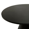 Fawn 32 Inch Coffee Table, Black Mango Wood Round Top, Modern Tapered Pedestal Base, Shiny Brass Support The Urban Port