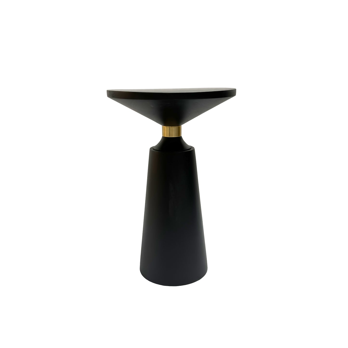 Fawn 20 Inch Side End Table, Black Mango Wood Round Top with Pedestal Base, Shiny Brass Support The Urban Port
