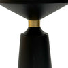 Fawn 20 Inch Side End Table, Black Mango Wood Round Top with Pedestal Base, Shiny Brass Support The Urban Port