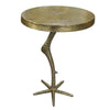 19 Inch Side End Table, Antique Brass Aluminum Cast, Round Top with Handcrafted Textured Crane Leg Stem The Urban Port