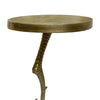 19 Inch Side End Table, Antique Brass Aluminum Cast, Round Top with Handcrafted Textured Bird Leg Stem The Urban Port