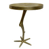 19 Inch Side End Table, Antique Brass Aluminum Cast, Round Top with Handcrafted Textured Crane Leg Stem The Urban Port