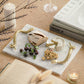 White Marble Serving Tray with Brass Snake Handles – Luxury Entertaining