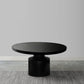 Zoe 30 Inch Round Coffee Table with Pedestal Base, Sleek Modern Silhouette, Matte Black Powder Coated MetalnThe Urban Port