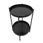 15 Inch Modern Side End Table Metal Round Tray Top Foldable Legs Black The Urban Port UPT-295808