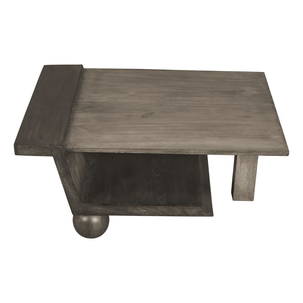 34 Inch Coffee Table Handcrafted Natural Brown Mango Wood Modern Contemporary Design Base The Urban Port UPT-296151