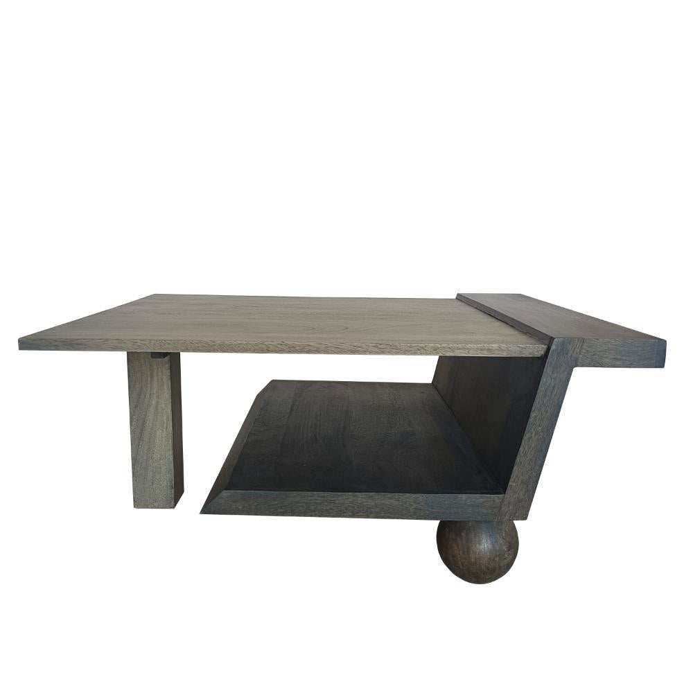 34 Inch Coffee Table Handcrafted Natural Brown Mango Wood Modern Contemporary Design Base The Urban Port UPT-296151