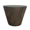 24 Inch Side End Table, Round Drum Shape, Handcrafted Distressed Gray Mango Wood The Urban Port