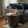 24 Inch Side End Table, Round Drum Shape, Handcrafted Distressed Gray Mango Wood The Urban Port