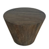 24 Inch Side End Table, Round Drum Shape, Handcrafted Distressed Gray Mango Wood The Urban Port