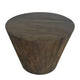 24 Inch Side End Table, Round Drum Shape, Handcrafted Distressed Gray Mango Wood The Urban Port