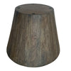 24 Inch Side End Table, Round Drum Shape, Handcrafted Distressed Gray Mango Wood The Urban Port