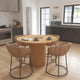 Sejo Dining Table, 45 Inch Round Top with Fluted Padestal Base, Natural Brown Mango Wood By The Urban Port