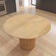 Sejo Dining Table 45 Inch Round Top with Fluted Padestal Base Natural Brown Mango Wood By The Urban Port UPT-296156