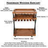 30 Inch Rolling Wine Bar Cart, 2 Tray Tops, Stemware Rack, Bottle Holder, Natural Brown Mango Wood  The Urban Port