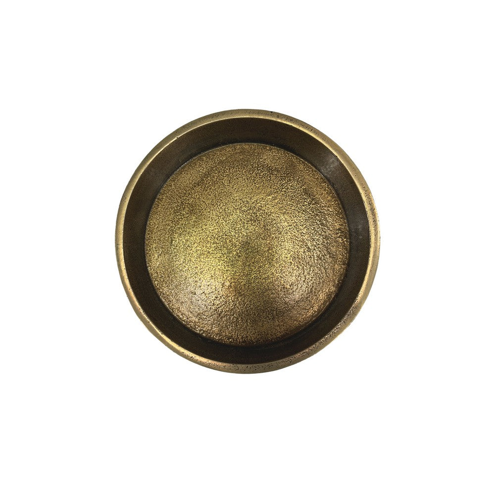 26 Inch Side End Drink Table, Turned Pedestal Metal Base, Round Top, Oxidized Brass By The Urban Port
