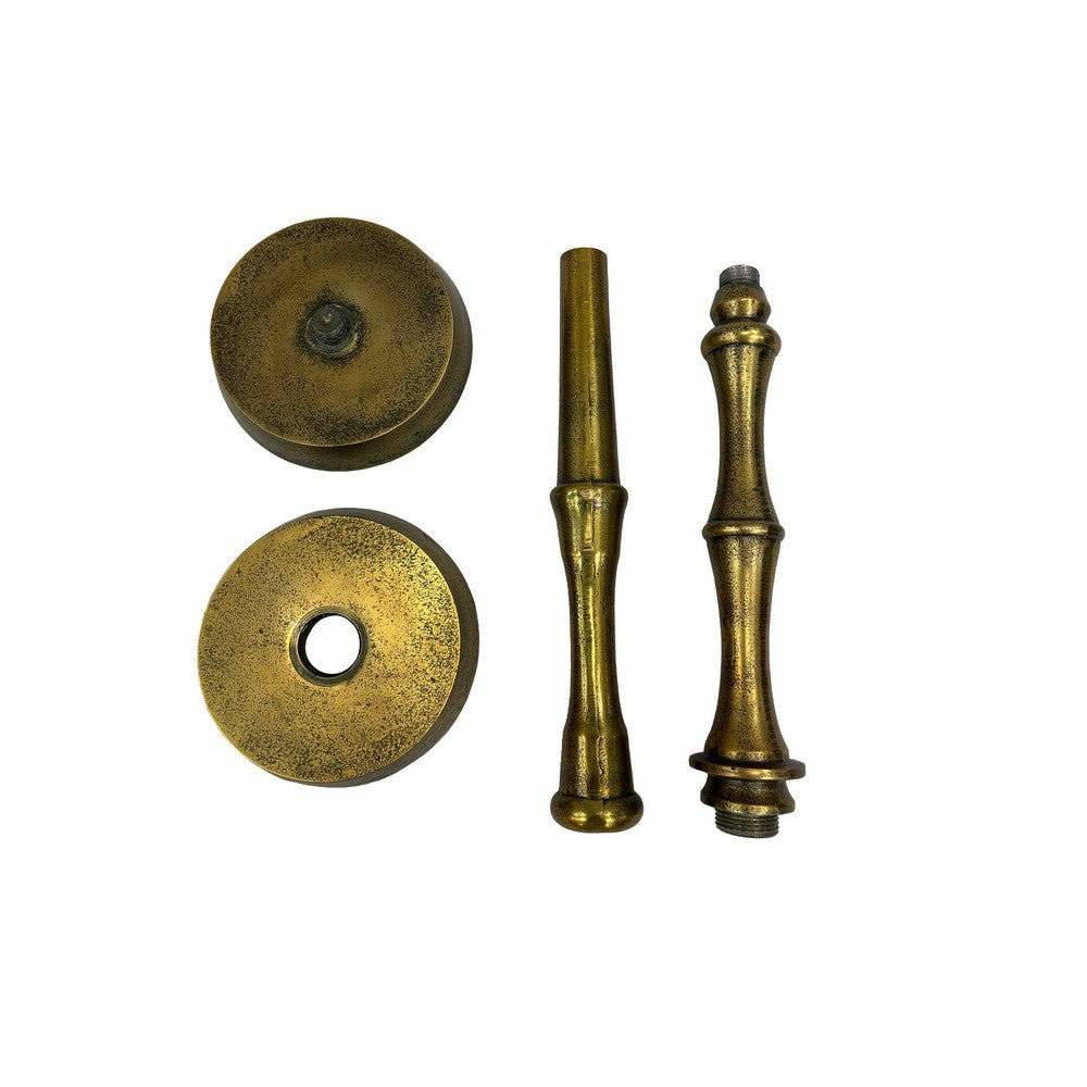 26 Inch Side End Drink Table, Turned Pedestal Metal Base, Round Top, Oxidized Brass By The Urban Port