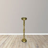26 Inch Side End Drink Table, Turned Pedestal Metal Base, Round Top, Oxidized Brass By The Urban Port