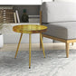 Enid 19 Inch Side End Table Iron Brass Plating Tray Top Modern Sleek Angled Legs The Urban Port UPT-297051