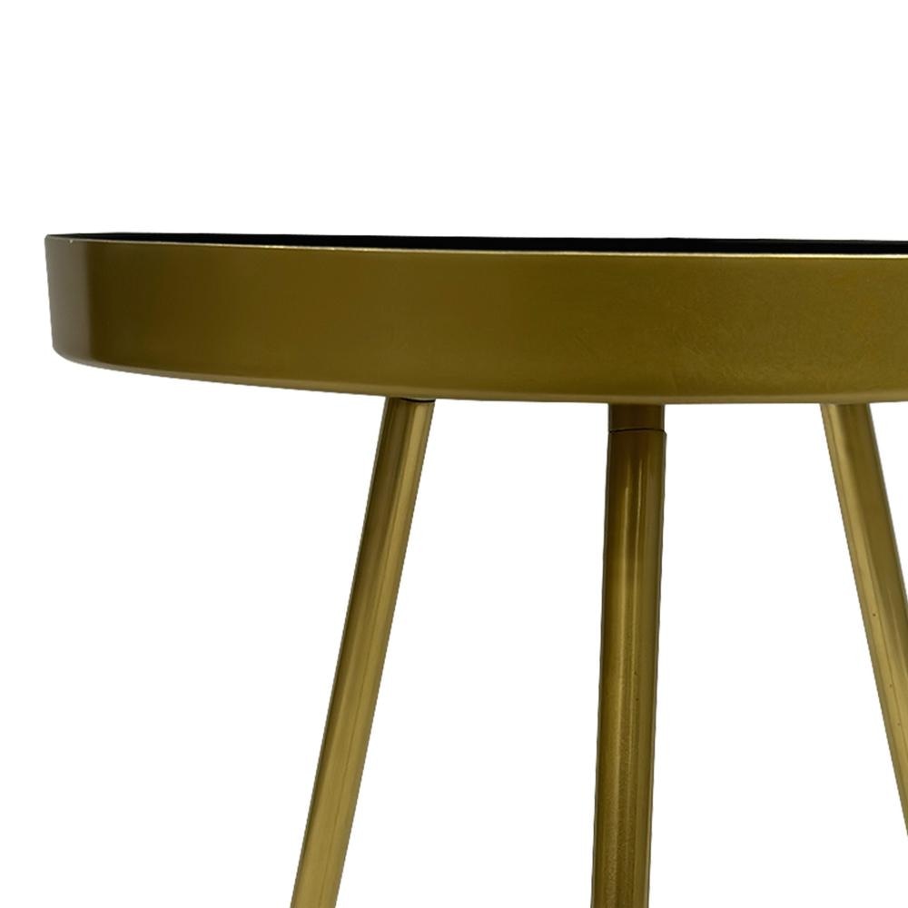 Enid 19 Inch Side End Table Iron Brass Plating Black Matte Top Modern Sleek Angled Legs The Urban Port UPT-297052