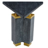 20 Inch Modern Side End Table, Handcrafted Triangular Shape, Gold Brass Trim, Sandblasted Black  By The Urban Port