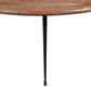 35 Inch Coffee Table Round Sandblasted Brown Acacia Wood Top Sleek Iron Legs The Urban Port UPT-297334
