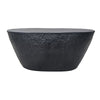 Josi 36 Inch Oval Drum Coffee Table, Hammered Design, Matte Black Metal By The Urban Port