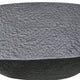 Josi 36 Inch Oval Drum Coffee Table, Hammered Design, Matte Black Metal By The Urban Port