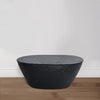 Josi 36 Inch Oval Drum Coffee Table, Hammered Design, Matte Black Metal By The Urban Port