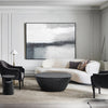 Josi 36 Inch Oval Drum Coffee Table, Hammered Design, Matte Black Metal By The Urban Port