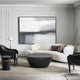 Josi 36 Inch Oval Drum Coffee Table, Hammered Design, Matte Black Metal By The Urban Port